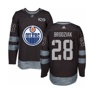 Adidas Edmonton Oilers #28 Kyle Brodziak Authentic Black 1917-2017 100th Anniversary NHL Jersey