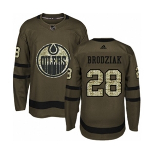 Adidas Edmonton Oilers #28 Kyle Brodziak Authentic Green Salute to Service NHL Jersey