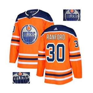 Adidas Edmonton Oilers #30 Bill Ranford Authentic Orange Fashion Gold NHL Jersey