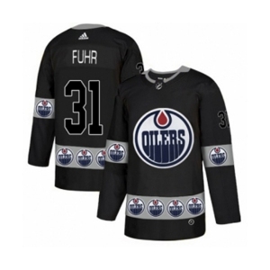 Adidas Edmonton Oilers #31 Grant Fuhr Authentic Black Team Logo Fashion NHL Jersey