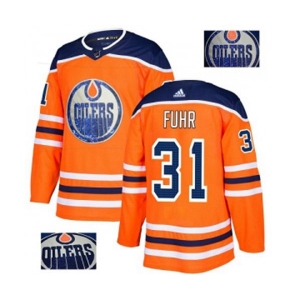 Adidas Edmonton Oilers #31 Grant Fuhr Authentic Orange Fashion Gold NHL Jersey