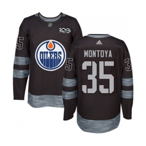 Adidas Edmonton Oilers #35 Al Montoya Authentic Black 1917-2017 100th Anniversary NHL Jersey