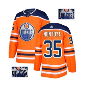 Adidas Edmonton Oilers #35 Al Montoya Authentic Orange Fashion Gold NHL Jersey