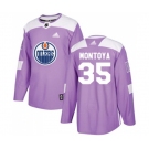 Adidas Edmonton Oilers #35 Al Montoya Authentic Purple Fights Cancer Practice NHL Jerse