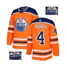 Adidas Edmonton Oilers #4 Kris Russell Authentic Orange Fashion Gold NHL Jersey