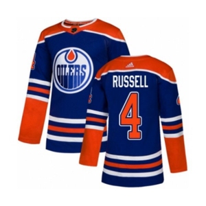 Adidas Edmonton Oilers #4 Kris Russell Premier Royal Blue Alternate NHL Jersey