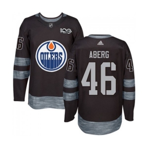 Adidas Edmonton Oilers #46 Pontus Aberg Authentic Black 1917-2017 100th Anniversary NHL Jersey