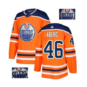 Adidas Edmonton Oilers #46 Pontus Aberg Authentic Orange Fashion Gold NHL Jersey