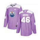 Adidas Edmonton Oilers #46 Pontus Aberg Authentic Purple Fights Cancer Practice NHL Jersey