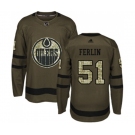 Adidas Edmonton Oilers #51 Brian Ferlin Authentic Green Salute to Service NHL Jersey