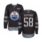 Adidas Edmonton Oilers #58 Anton Slepyshev Authentic Black 1917-2017 100th Anniversary NHL Jersey