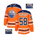 Adidas Edmonton Oilers #58 Anton Slepyshev Authentic Orange Fashion Gold NHL Jersey