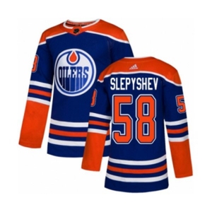 Adidas Edmonton Oilers #58 Anton Slepyshev Authentic Royal Blue Alternate NHL Jersey