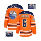 Adidas Edmonton Oilers #6 Adam Larsson Authentic Orange Fashion Gold NHL Jersey