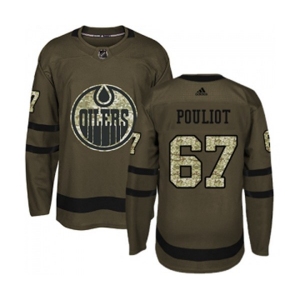 Adidas Edmonton Oilers #67 Benoit Pouliot Authentic Green Salute to Service NHL Jersey