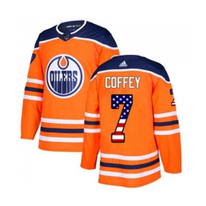 Adidas Edmonton Oilers #7 Paul Coffey Authentic Orange USA Flag Fashion NHL Jersey