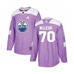 Adidas Edmonton Oilers #70 Ryan McLeod Authentic Purple Fights Cancer Practice NHL Jersey