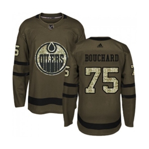 Adidas Edmonton Oilers #75 Evan Bouchard Authentic Green Salute to Service NHL Jersey