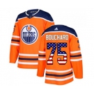 Adidas Edmonton Oilers #75 Evan Bouchard Authentic Orange USA Flag Fashion NHL Jersey