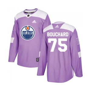 Adidas Edmonton Oilers #75 Evan Bouchard Authentic Purple Fights Cancer Practice NHL Jersey