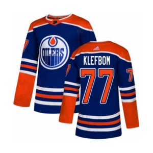 Adidas Edmonton Oilers #77 Oscar Klefbom Premier Royal Blue Alternate NHL Jersey