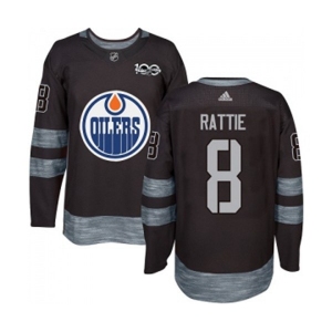 Adidas Edmonton Oilers #8 Ty Rattie Authentic Black 1917-2017 100th Anniversary NHL Jersey