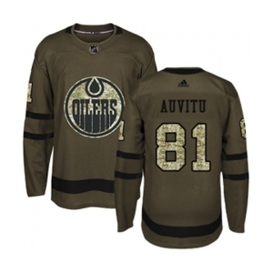 Adidas Edmonton Oilers #81 Yohann Auvitu Authentic Green Salute to Service NHL Jersey