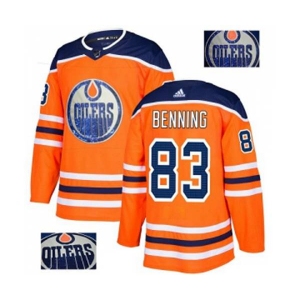 Adidas Edmonton Oilers #83 Matt Benning Authentic Orange Fashion Gold NHL Jersey