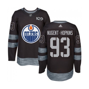 Adidas Edmonton Oilers #93 Ryan Nugent-Hopkins Authentic Black 1917-2017 100th Anniversary NHL Jersey