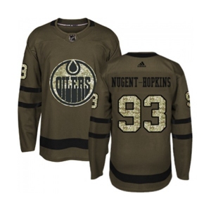 Adidas Edmonton Oilers #93 Ryan Nugent-Hopkins Authentic Green Salute to Service NHL Jersey