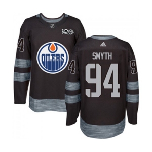 Adidas Edmonton Oilers #94 Ryan Smyth Authentic Black 1917-2017 100th Anniversary NHL Jersey