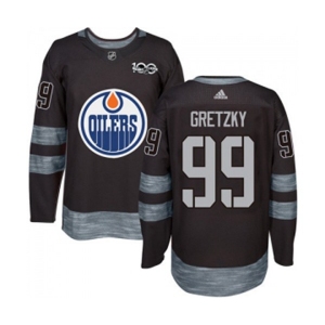 Adidas Edmonton Oilers #99 Wayne Gretzky Authentic Black 1917-2017 100th Anniversary NHL Jersey