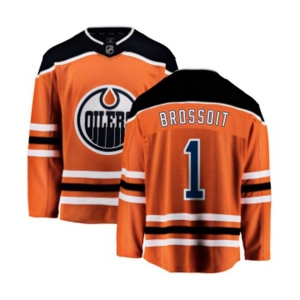 Edmonton Oilers #1 Laurent Brossoit Fanatics Branded Orange Home Breakaway NHL Jersey