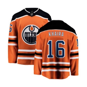 Edmonton Oilers #16 Jujhar Khaira Fanatics Branded Orange Home Breakaway NHL Jersey