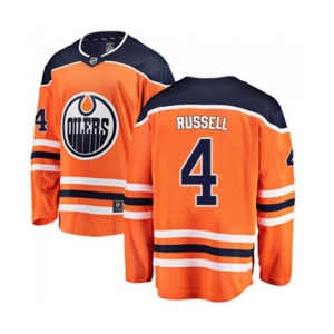 Edmonton Oilers #4 Kris Russell Authentic Orange Home Fanatics Branded Breakaway NHL Jersey