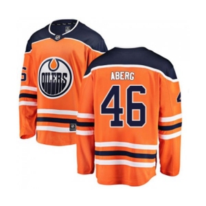 Edmonton Oilers #46 Pontus Aberg Authentic Orange Home Fanatics Branded Breakaway NHL Jersey