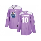 Men Adidas Edmonton Oilers #10 Esa Tikkanen Purple Authentic Fights Cancer Stitched NHL Jersey