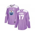 Men Adidas Edmonton Oilers #17 Jari Kurri Purple Authentic Fights Cancer Stitched NHL Jersey