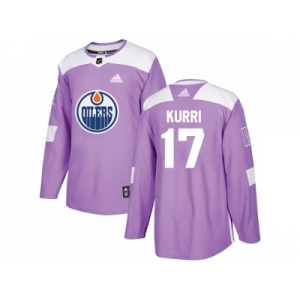 Men Adidas Edmonton Oilers #17 Jari Kurri Purple Authentic Fights Cancer Stitched NHL Jersey