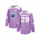 Men Adidas Edmonton Oilers #29 Leon Draisaitl Purple Authentic Fights Cancer Stitched NHL Jersey