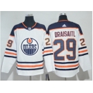 Men Adidas Edmonton Oilers #29 Leon Draisaitl White Road Authentic Stitched NHL Jersey