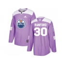 Men Adidas Edmonton Oilers #30 Bill Ranford Purple Authentic Fights Cancer Stitched NHL Jersey