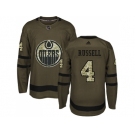 Men Adidas Edmonton Oilers #4 Kris Russell Green Salute to Service Stitched NHL Jersey