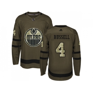 Men Adidas Edmonton Oilers #4 Kris Russell Green Salute to Service Stitched NHL Jersey