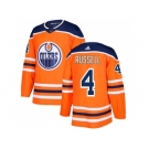 Men Adidas Edmonton Oilers #4 Kris Russell Orange Home Authentic Stitched NHL Jersey