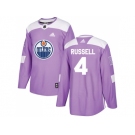 Men Adidas Edmonton Oilers #4 Kris Russell Purple Authentic Fights Cancer Stitched NHL Jersey