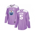 Men Adidas Edmonton Oilers #5 Mark Fayne Purple Authentic Fights Cancer Stitched NHL Jersey