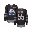 Men Adidas Edmonton Oilers #55 Mark Letestu Black 1917-2017 100th Anniversary Stitched NHL Jersey