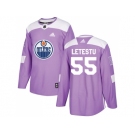 Men Adidas Edmonton Oilers #55 Mark Letestu Purple Authentic Fights Cancer Stitched NHL Jersey