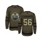 Men Adidas Edmonton Oilers #56 Kailer Yamamoto Green Salute to Service Stitched NHL Jersey